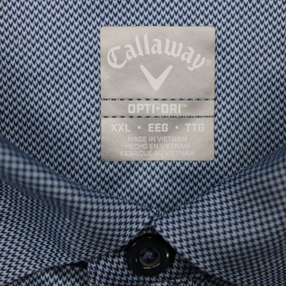 Callaway Polo Shirt Mens 2XL Blue Opti-Dri Golf Polyester S/S Pullover Stretch - Picture 8 of 14
